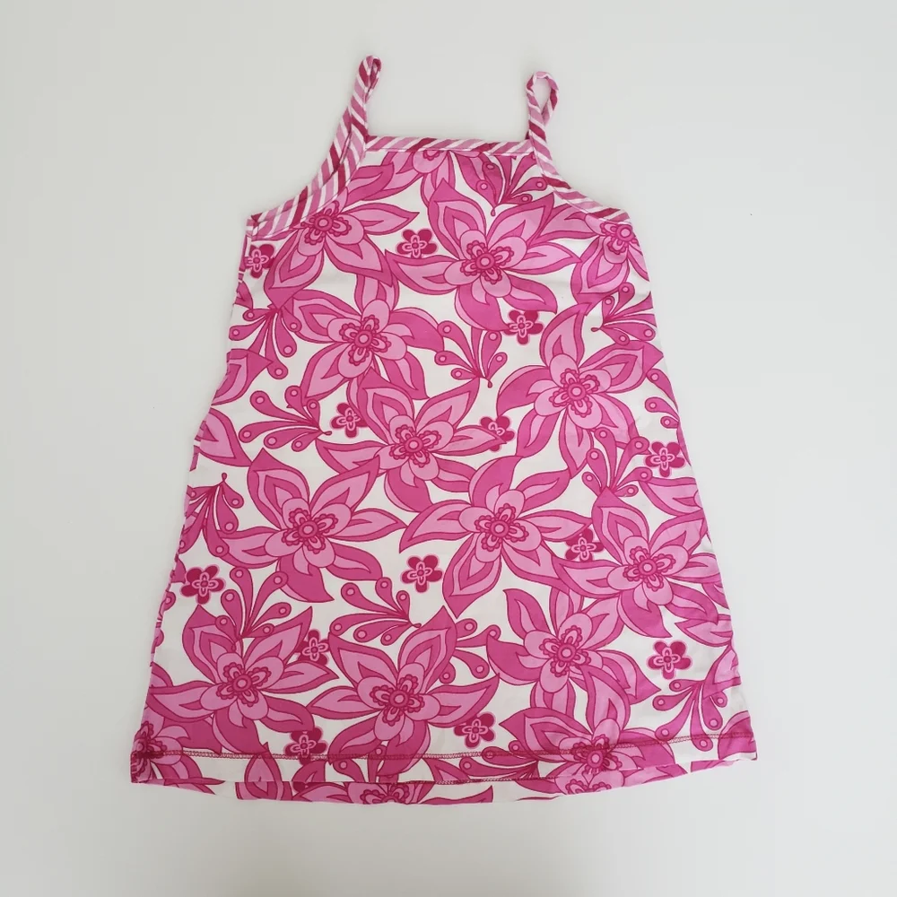 Hanna Andersson 100 / 4 Toddler Girl Pink Floral Patterned Retro Sun Dress